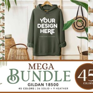 Gildan 18500 Hoodie Mockup Bundle (45 COLOR)